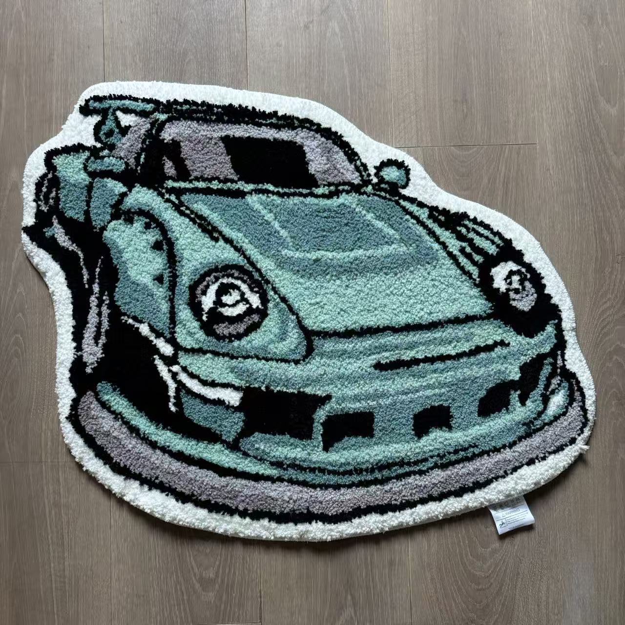 JDM Sports Car Tufted Rug | Automotive Fan Art Floor Mat for Garage & Bedroom - Fucolina
