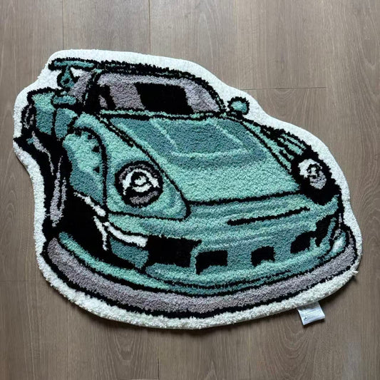 JDM Sports Car Tufted Rug | Automotive Fan Art Floor Mat for Garage & Bedroom - Fucolina