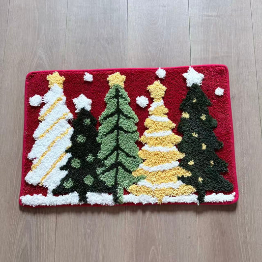 Christmas Trees Tufted Rug | Festive Holiday Forest Accent Floor Mat - Fucolina