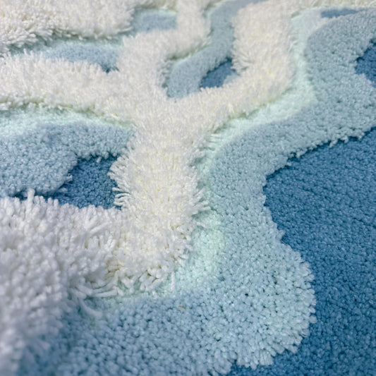 3D Ocean Wave Tufted Rug | Coastal & Nautical Bathroom Accent Mat - Fucolina