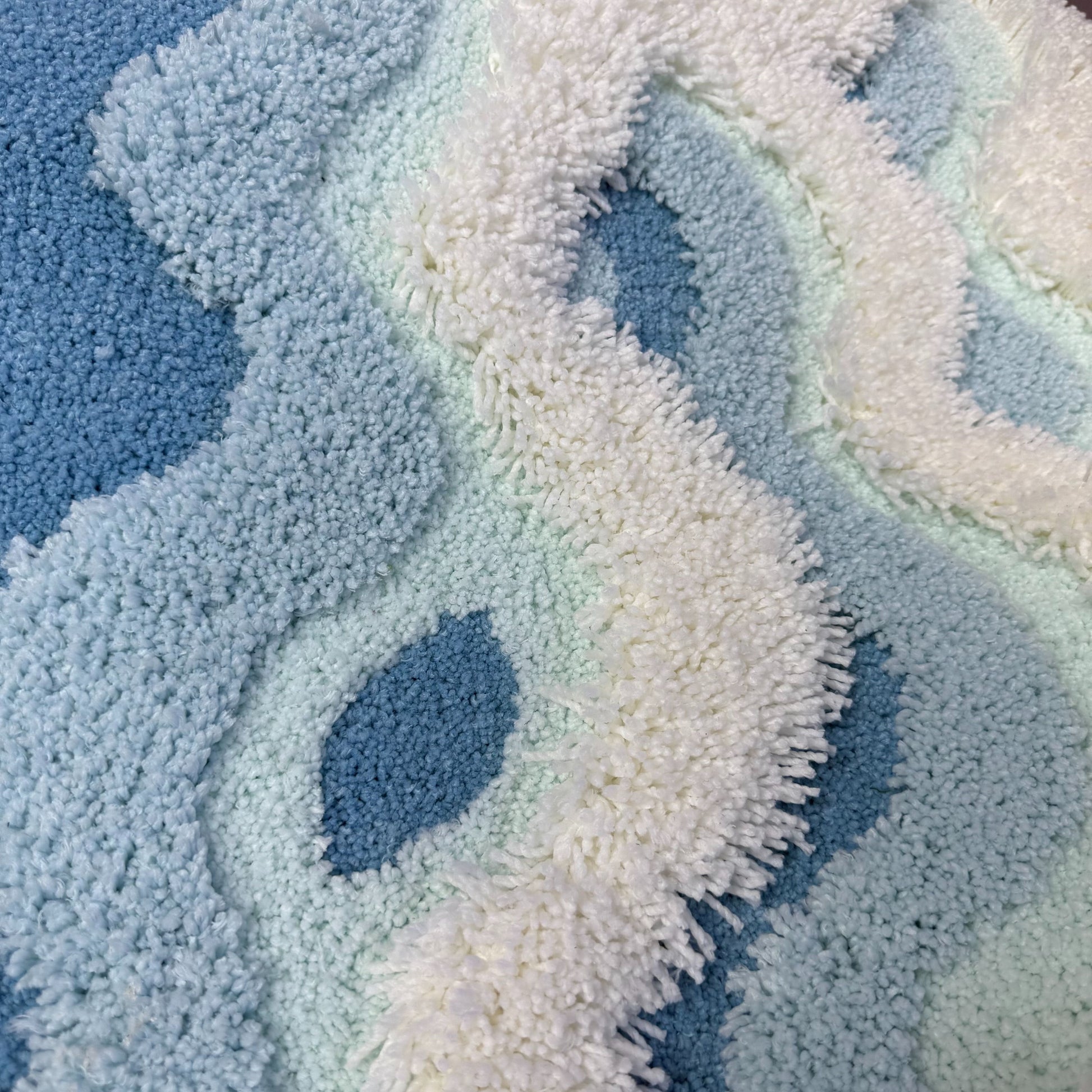 3D Ocean Wave Tufted Rug | Coastal & Nautical Bathroom Accent Mat - Fucolina