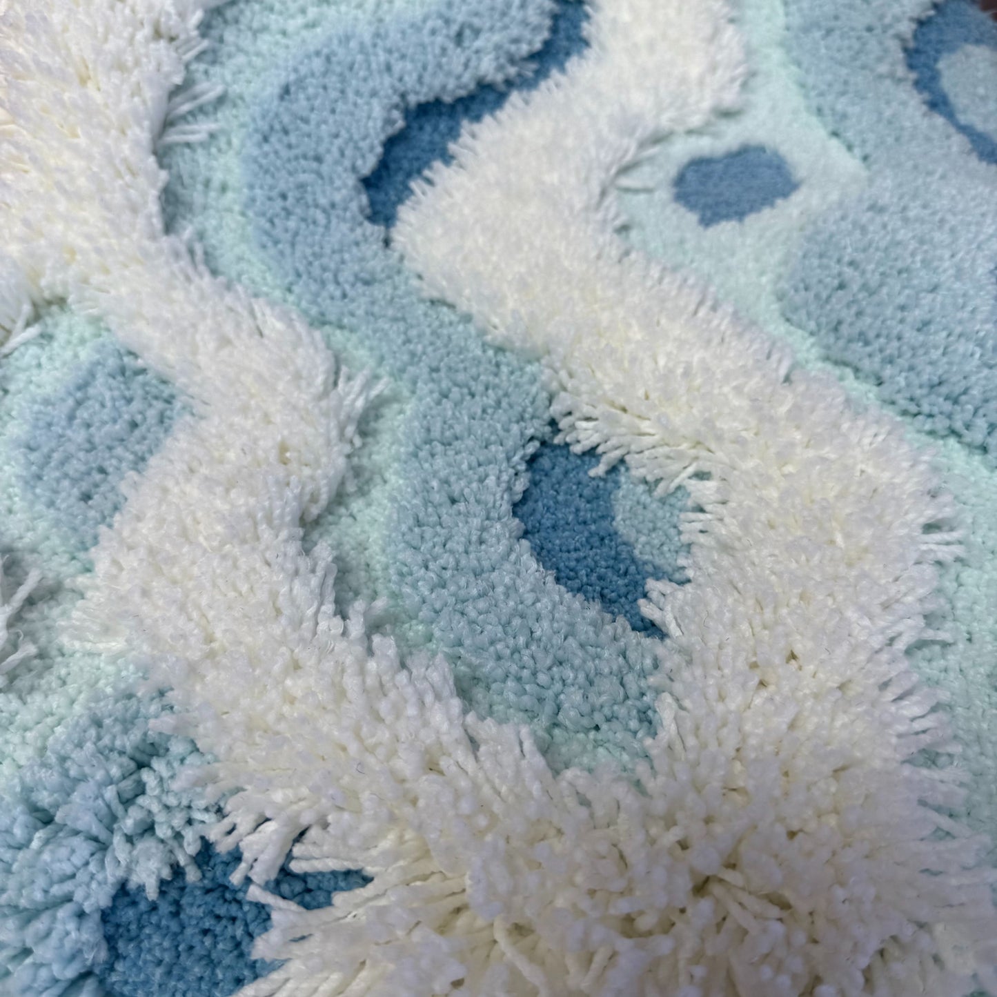 3D Ocean Wave Tufted Rug | Coastal & Nautical Bathroom Accent Mat - Fucolina