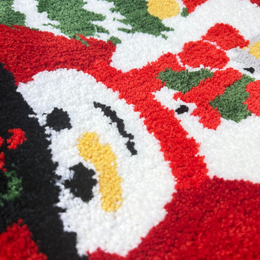 Vintage Christmas Snowman Tufted Rug | Festive Holiday Accent Floor Mat - Fucolina