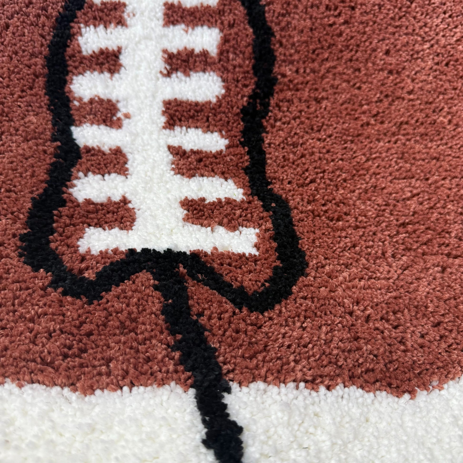 American Football Shaped Tufted Rug | Sports Theme Accent Mat for Kids Room & Man Cave - Fucolina