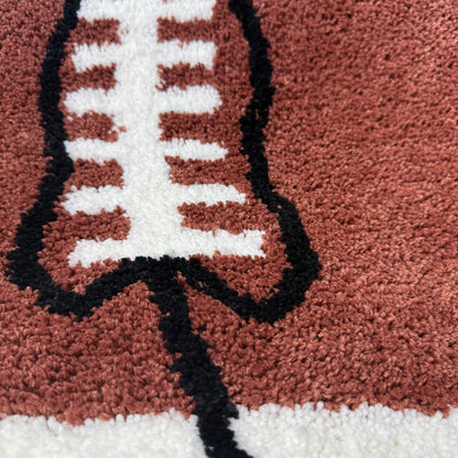 American Football Shaped Tufted Rug | Sports Theme Accent Mat for Kids Room & Man Cave - Fucolina