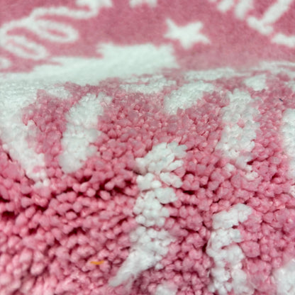 Pink "Merry Christmas" Tufted Rug | Danish Pastel Holiday Accent Mat - Fucolina