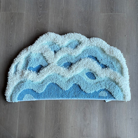 3D Ocean Wave Tufted Rug | Coastal & Nautical Bathroom Accent Mat - Fucolina