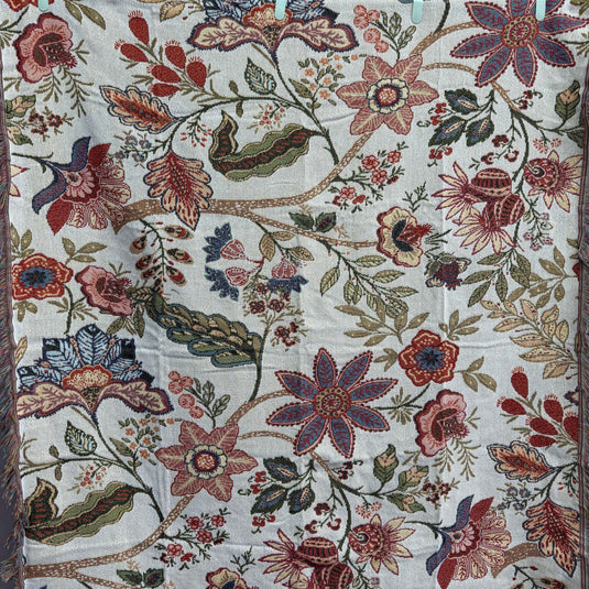 Vintage Floral Woven Tapestry Blanket | Botanical Garden Wall Hanging Decor - Fucolina