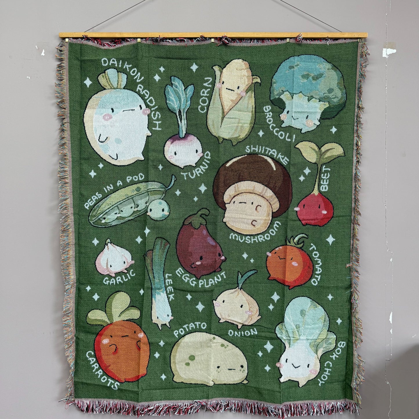 "Cute Veggie Friends" Woven Tapestry | Kawaii Vegetable Kitchen & Nursery Decor - Fucolina