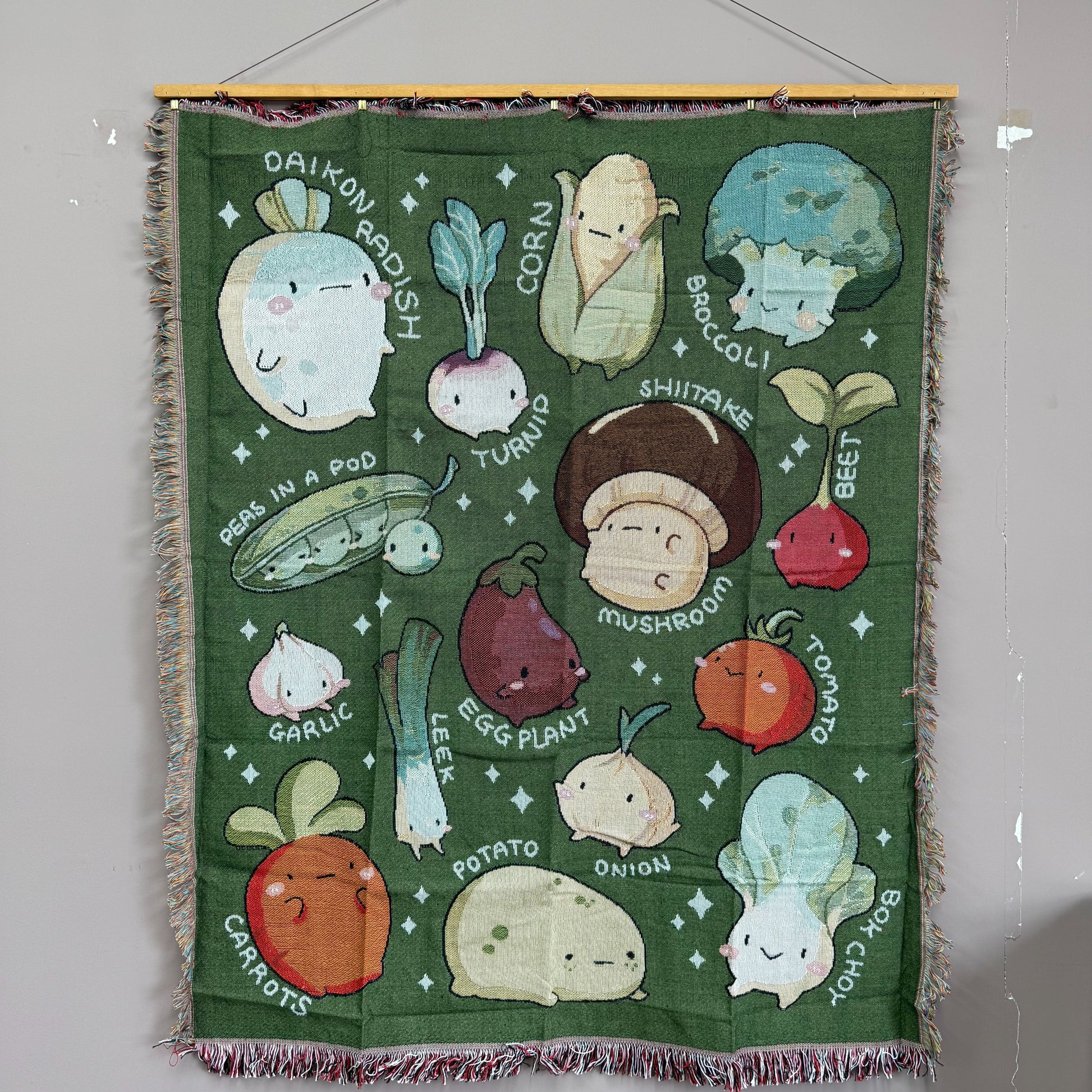 "Cute Veggie Friends" Woven Tapestry | Kawaii Vegetable Kitchen & Nursery Decor - Fucolina