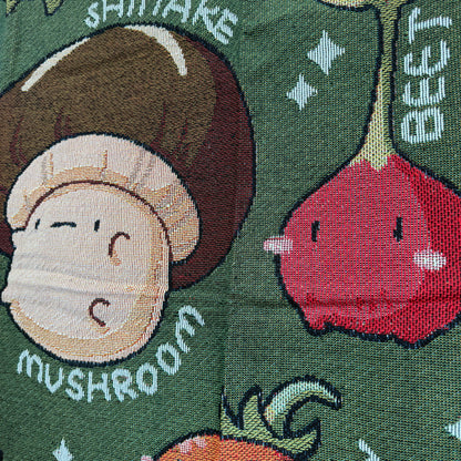 "Cute Veggie Friends" Woven Tapestry | Kawaii Vegetable Kitchen & Nursery Decor - Fucolina