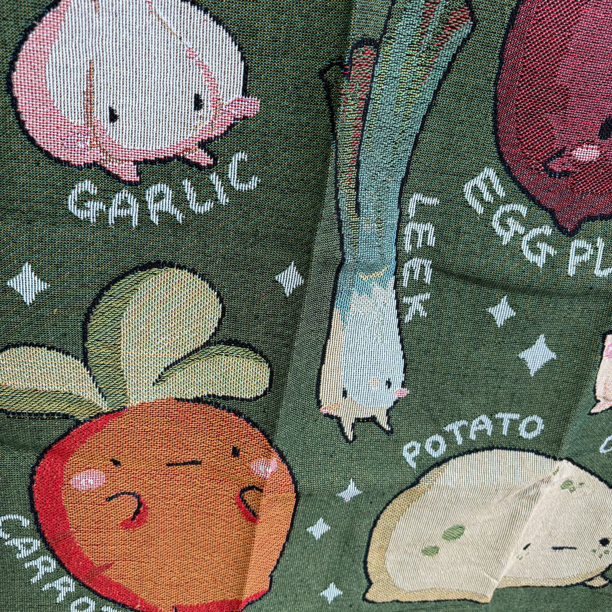 "Cute Veggie Friends" Woven Tapestry | Kawaii Vegetable Kitchen & Nursery Decor - Fucolina
