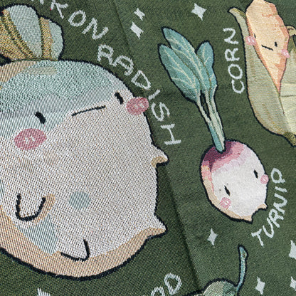 "Cute Veggie Friends" Woven Tapestry | Kawaii Vegetable Kitchen & Nursery Decor - Fucolina