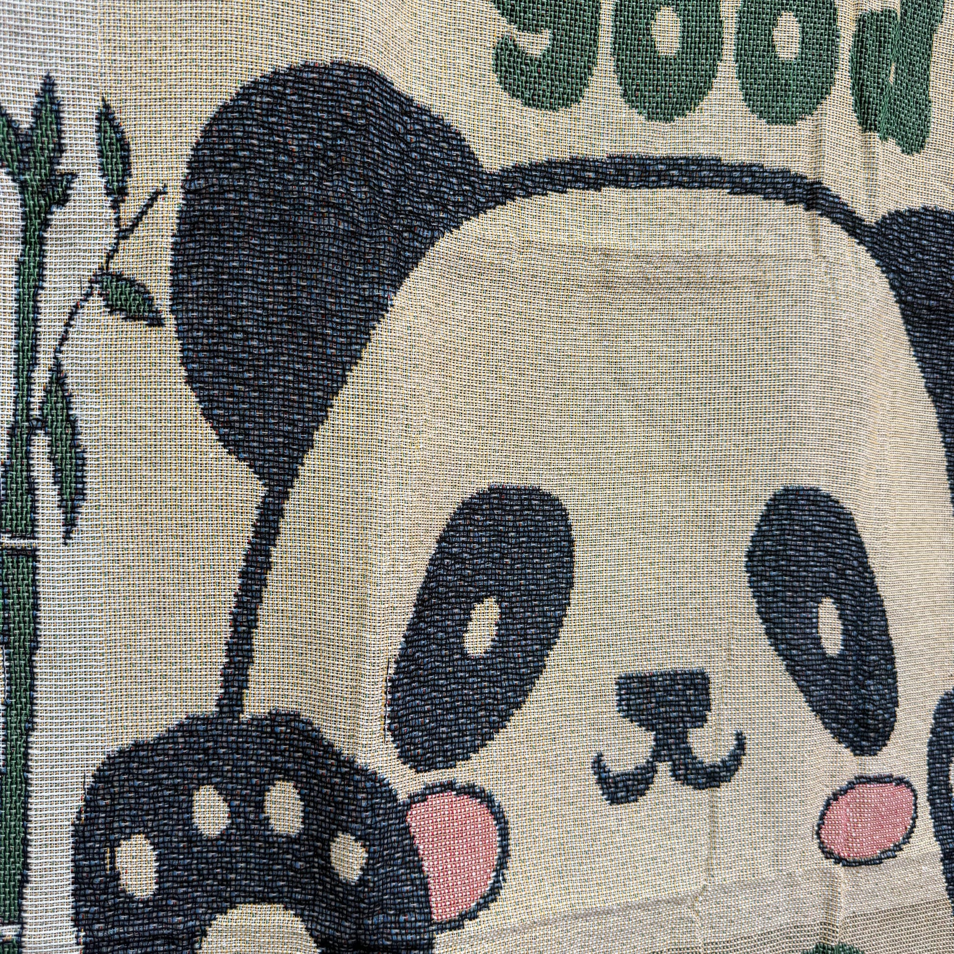 "Good Night Panda" Woven Tapestry Blanket | Cute Kawaii Kids Room & Nursery Decor - Fucolina