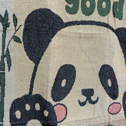"Good Night Panda" Woven Tapestry Blanket | Cute Kawaii Kids Room & Nursery Decor - Fucolina