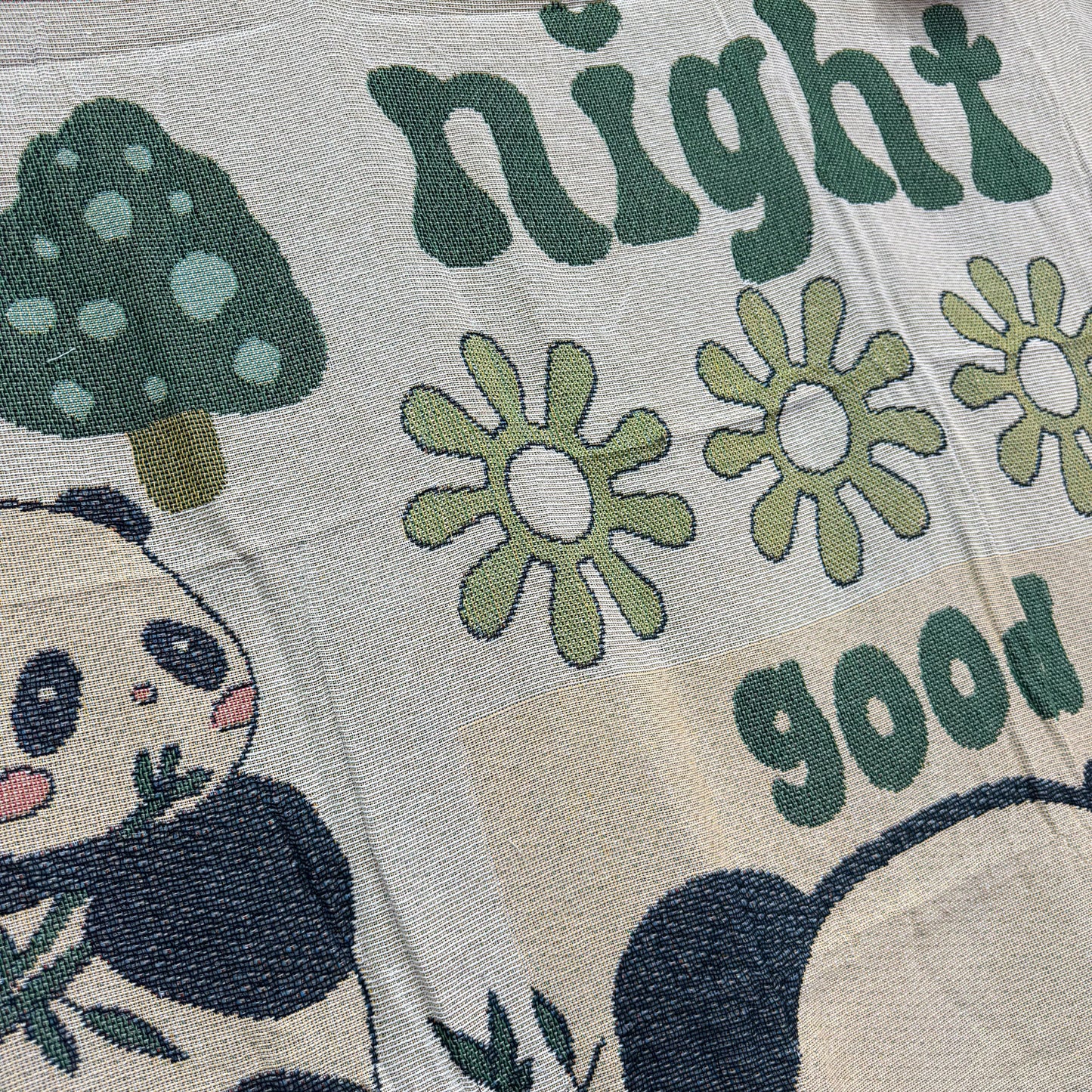 "Good Night Panda" Woven Tapestry Blanket | Cute Kawaii Kids Room & Nursery Decor - Fucolina