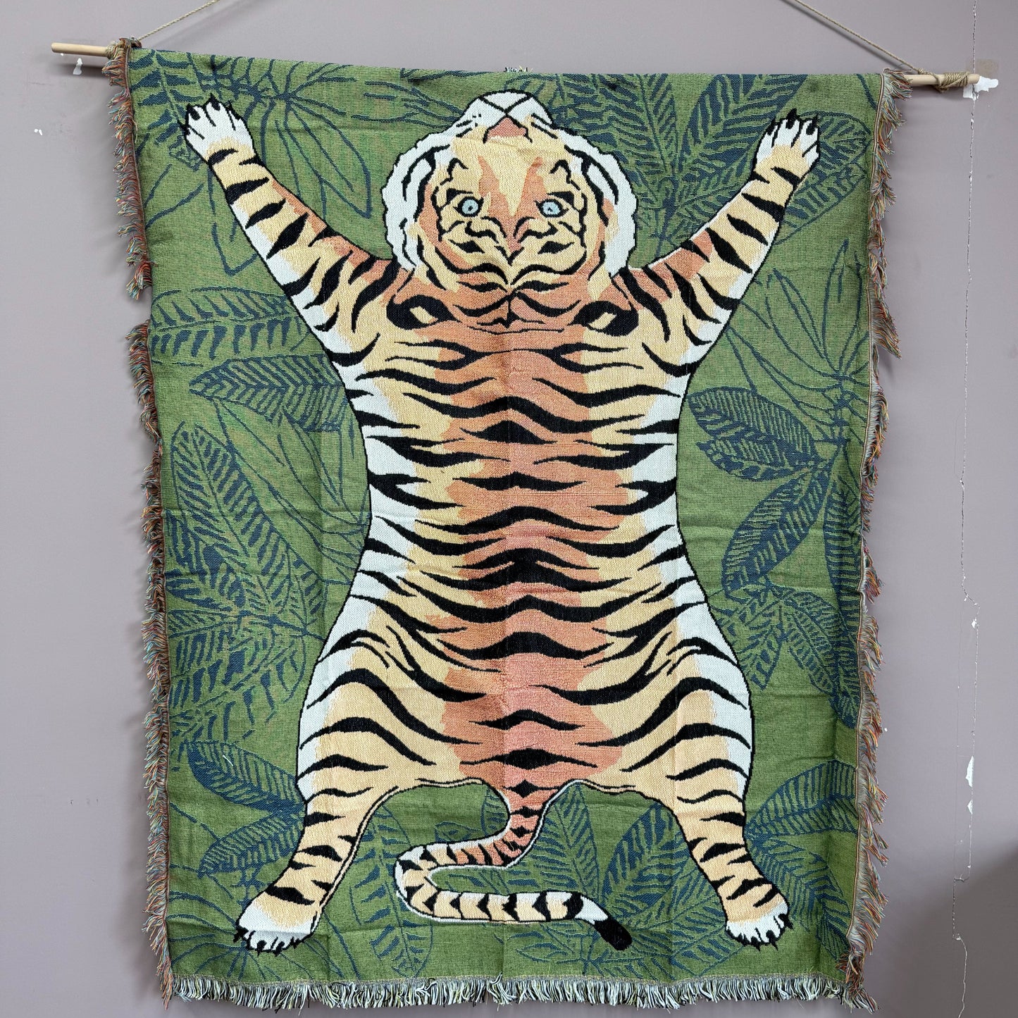 "Tiger Rug" Graphic Woven Tapestry | Jungle Cat Bohemian Wall Hanging - Fucolina