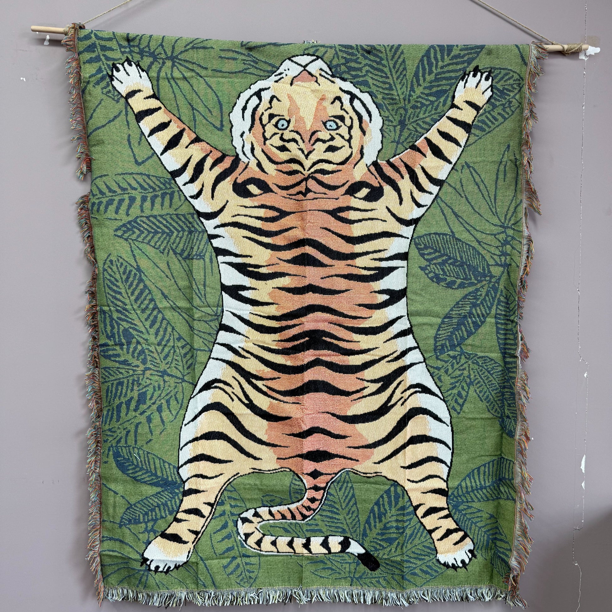 "Tiger Rug" Graphic Woven Tapestry | Jungle Cat Bohemian Wall Hanging - Fucolina