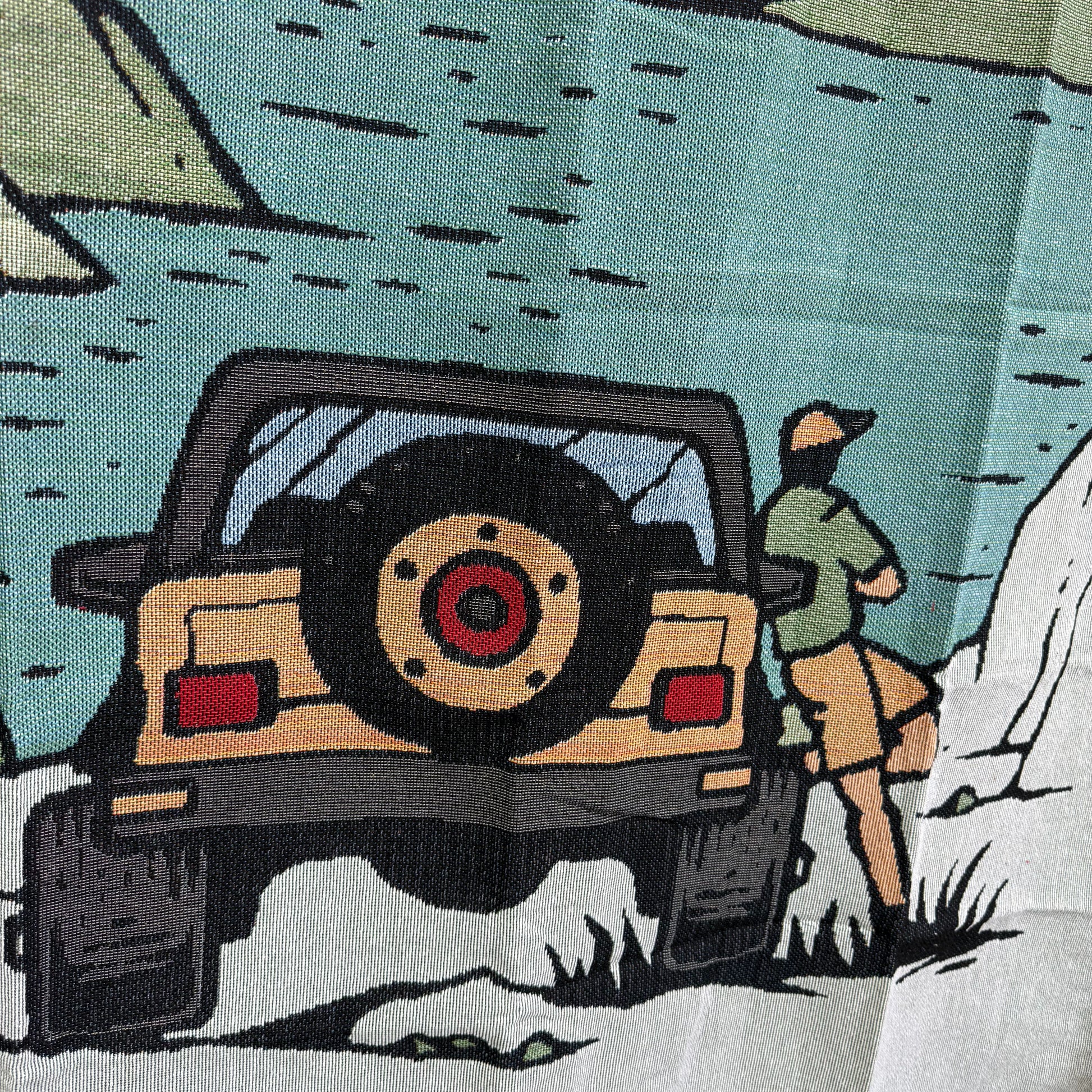"Have a Nice Day" Woven Tapestry Blanket | Retro Off-Road Adventure Decor - Fucolina