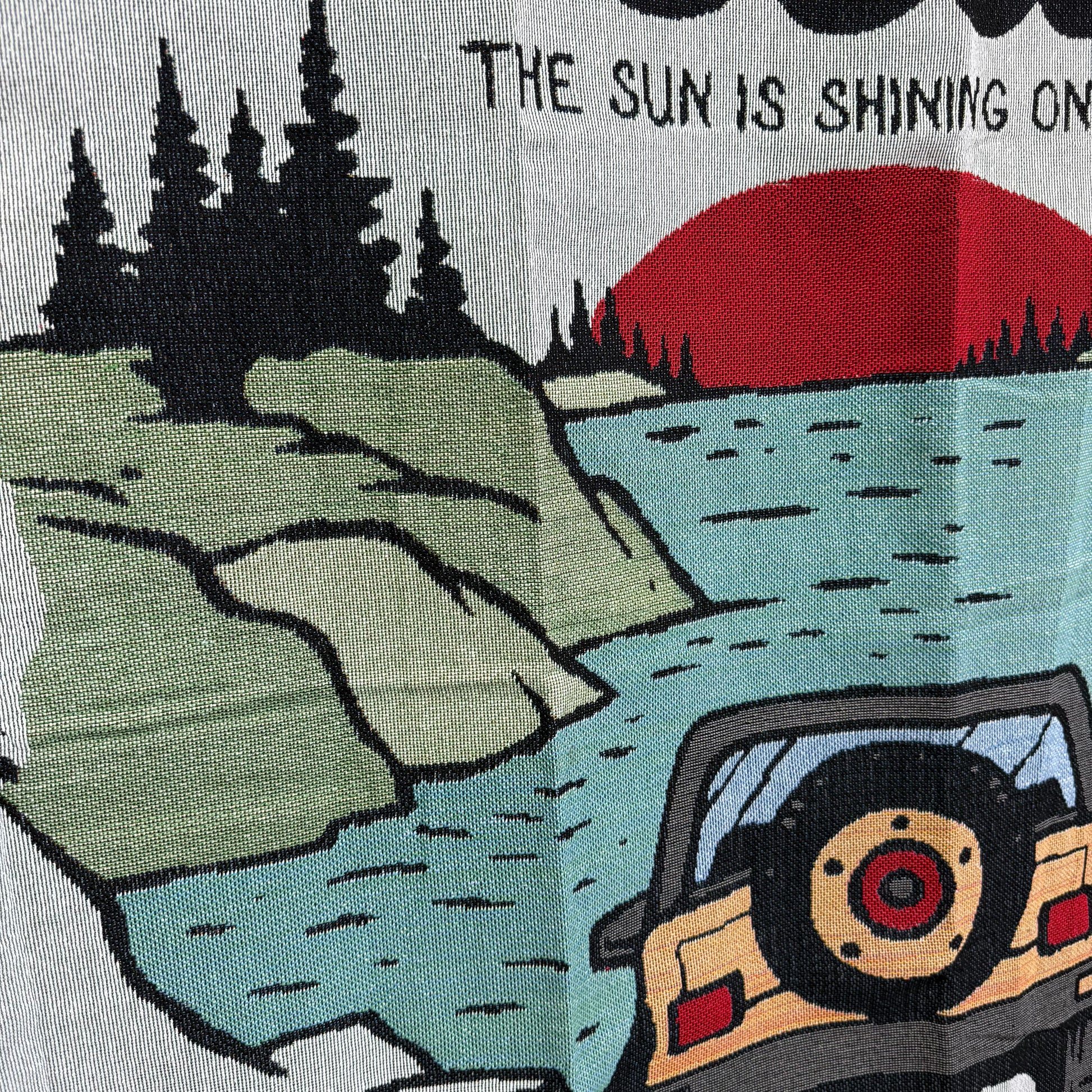 "Have a Nice Day" Woven Tapestry Blanket | Retro Off-Road Adventure Decor - Fucolina