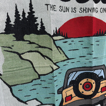 "Have a Nice Day" Woven Tapestry Blanket | Retro Off-Road Adventure Decor - Fucolina