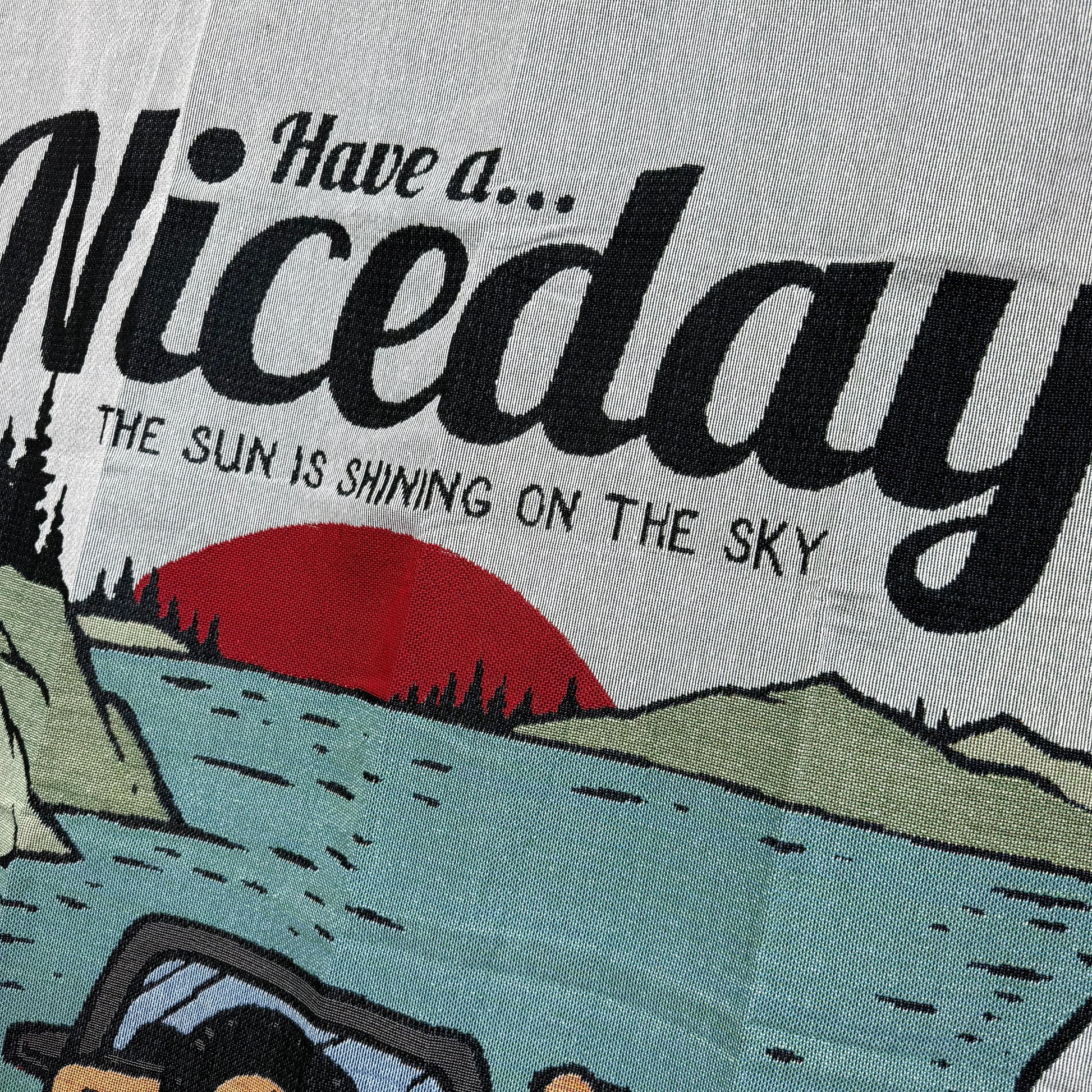 "Have a Nice Day" Woven Tapestry Blanket | Retro Off-Road Adventure Decor - Fucolina