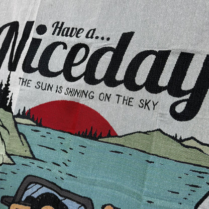 "Have a Nice Day" Woven Tapestry Blanket | Retro Off-Road Adventure Decor - Fucolina