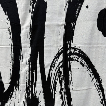 Abstract Brushstroke Woven Tapestry | Black & White Modern Graffiti Art Blanket - Fucolina