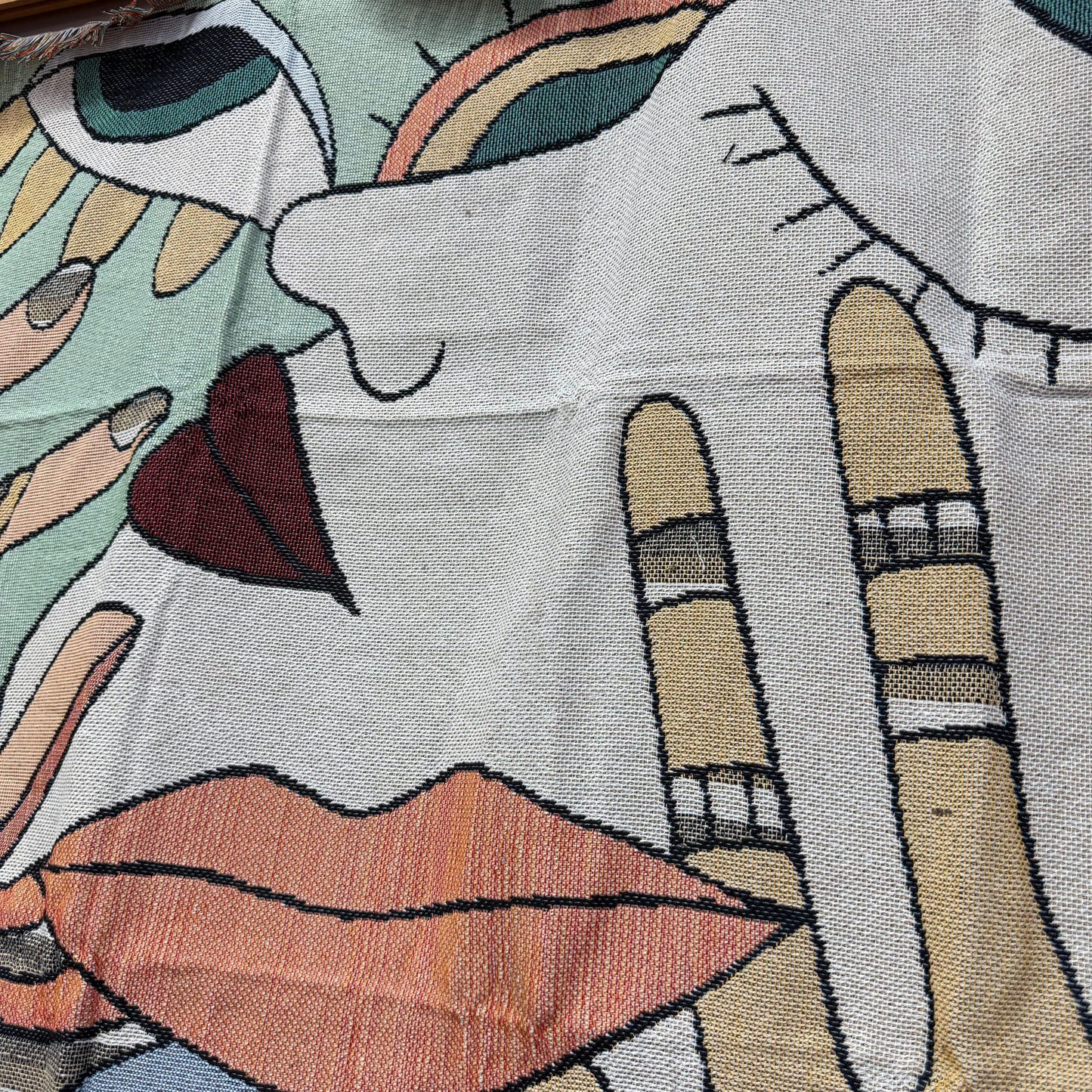 Abstract Faces & Hands Woven Tapestry | Modern Picasso Inspired Wall Art - Fucolina