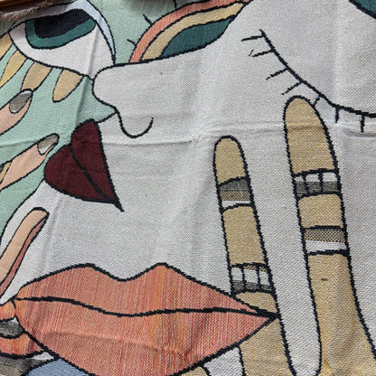 Abstract Faces & Hands Woven Tapestry | Modern Picasso Inspired Wall Art - Fucolina
