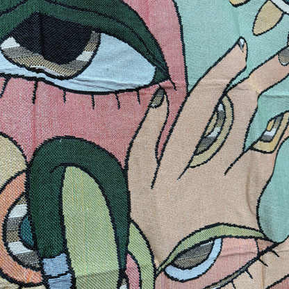 Abstract Faces & Hands Woven Tapestry | Modern Picasso Inspired Wall Art - Fucolina