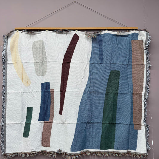 "Composition" Abstract Woven Tapestry | Modern Minimalist Wall Art Blanket - Fucolina