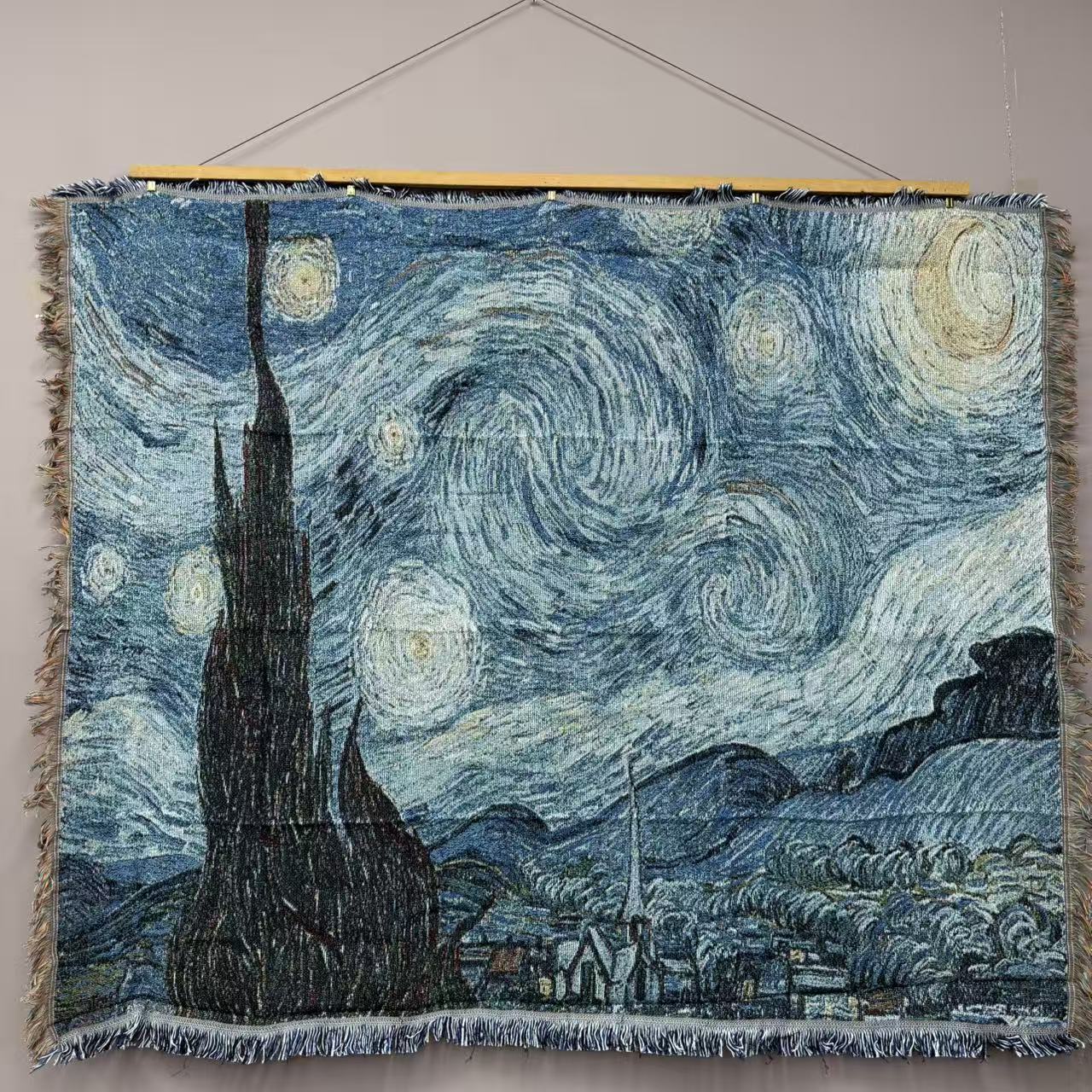 "The Starry Night" by Vincent van Gogh Woven Tapestry | Famous Art Blanket - Fucolina