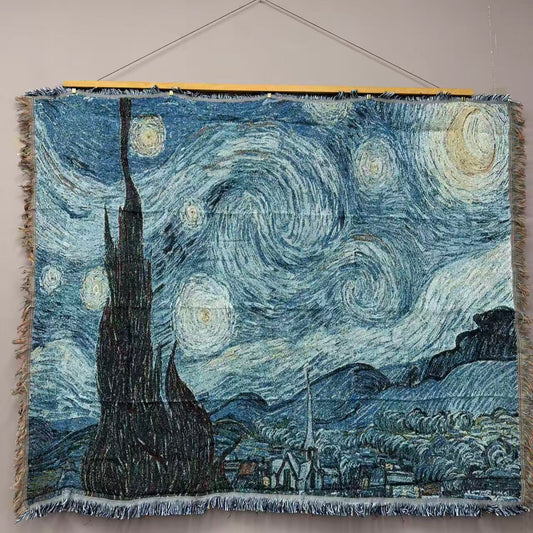 "The Starry Night" by Vincent van Gogh Woven Tapestry | Famous Art Blanket - Fucolina