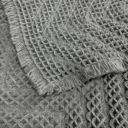 Grey Geometric Textured Woven Mat | Chevron Pattern Placemat or Tea Towel - Fucolina