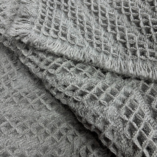 Gray Geometric Textured Woven Rug | Waffle Rug - Fucolina