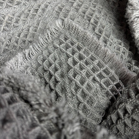 Grey Geometric Textured Woven Mat | Chevron Pattern Placemat or Tea Towel - Fucolina