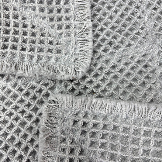 Light Grey Diamond Waffle Weave Mat | Geometric Placemat or Tea Towel - Fucolina