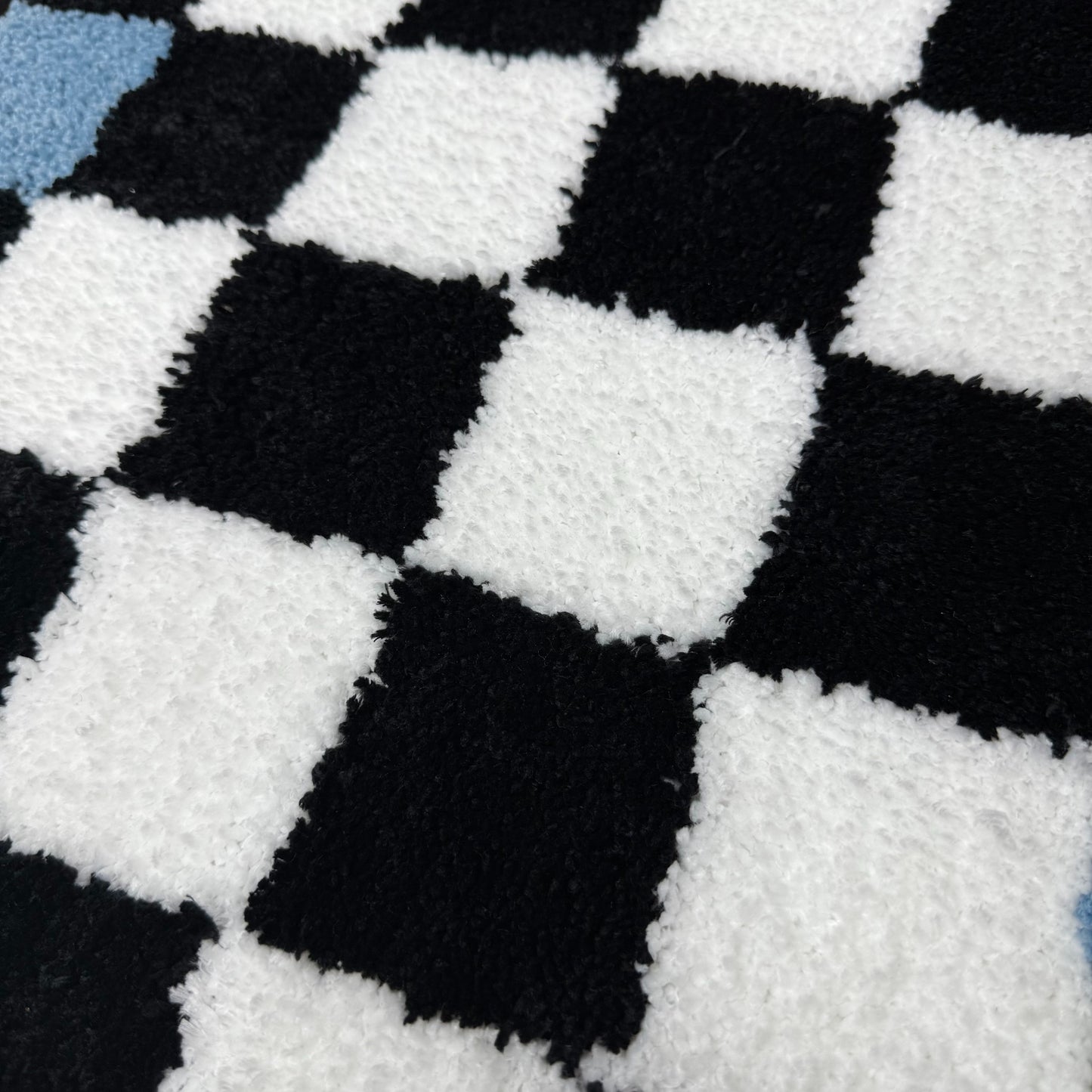 Checkerboard Snake & Flower Tufted Rug | Y2K Danish Pastel Accent Mat - Fucolina