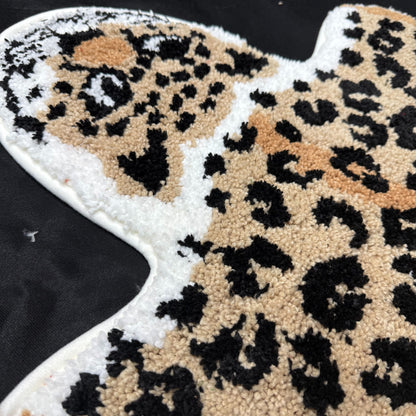 Leopard Print Shaped Tufted Rug | Faux Animal Skin Accent Floor Mat - Fucolina
