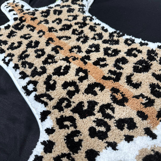 Leopard Print Shaped Tufted Rug | Faux Animal Skin Accent Floor Mat - Fucolina