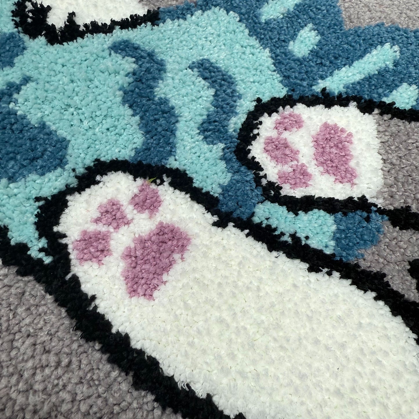 Cute Cat with Fish Tufted Rug | Kawaii Feline Accent Mat for Kids Room - Fucolina