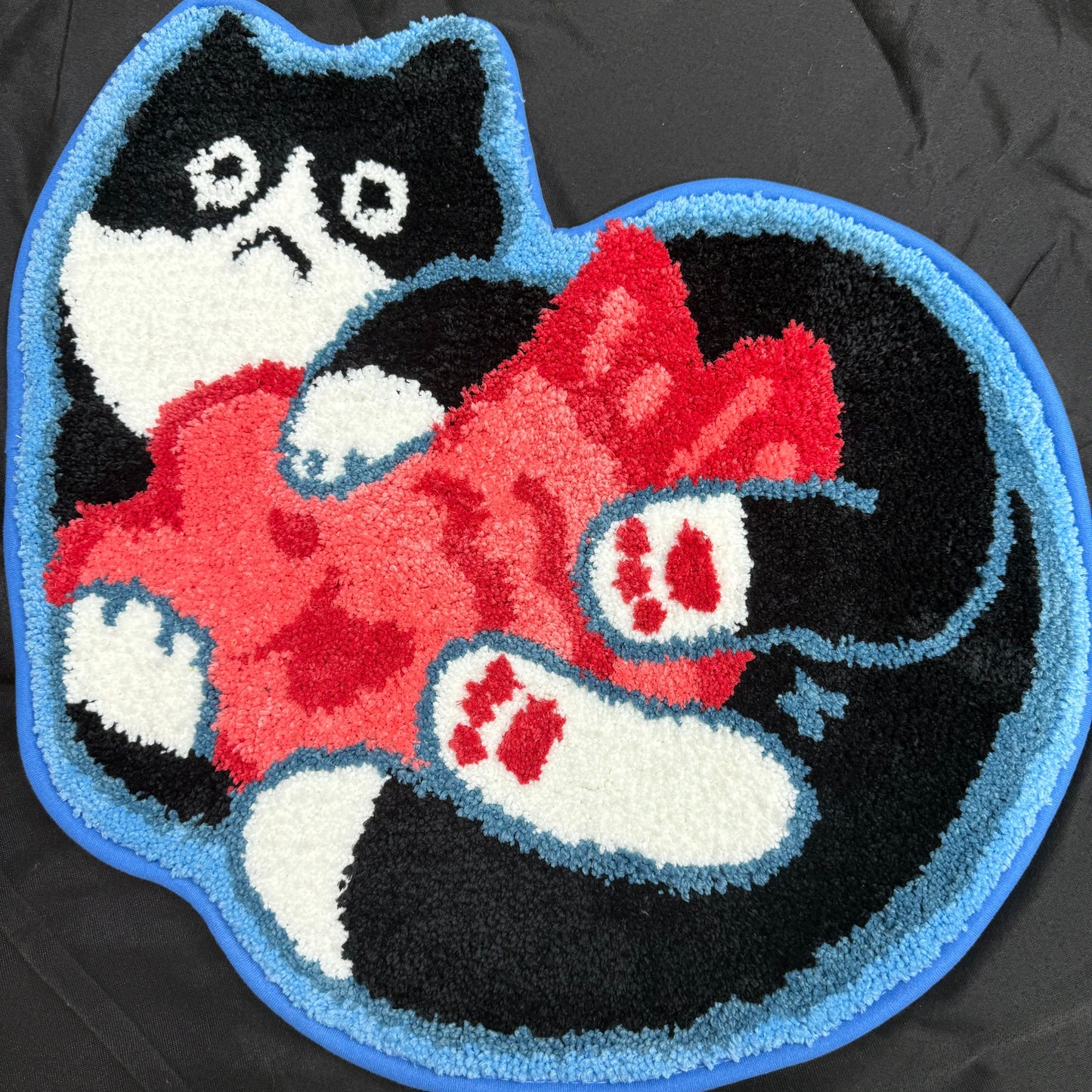 Grumpy Cat with Fish Tufted Rug | Funny & Cute Kawaii Feline Floor Mat - Fucolina