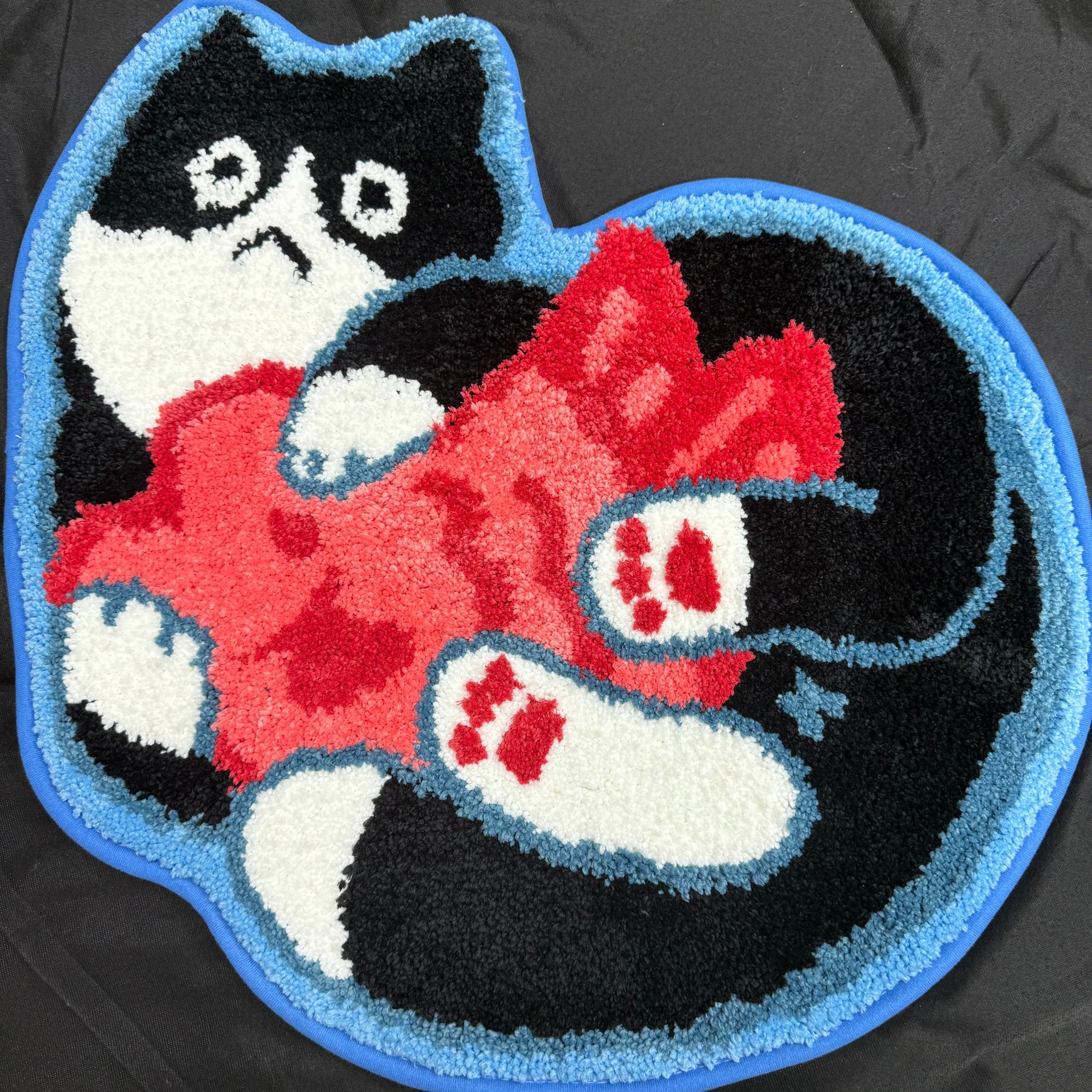 Grumpy Cat with Fish Tufted Rug | Funny & Cute Kawaii Feline Floor Mat - Fucolina