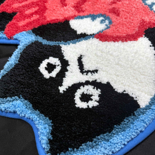 Grumpy Cat with Fish Tufted Rug | Funny & Cute Kawaii Feline Floor Mat - Fucolina