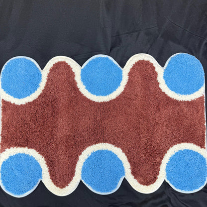 Retro Wavy Pattern Tufted Rug | Geometric Shaped Mat | Abstract Art Floor Mat - Fucolina