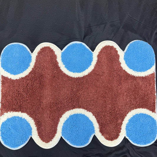 Retro Wavy Pattern Tufted Rug | Geometric Shaped Mat | Abstract Art Floor Mat - Fucolina