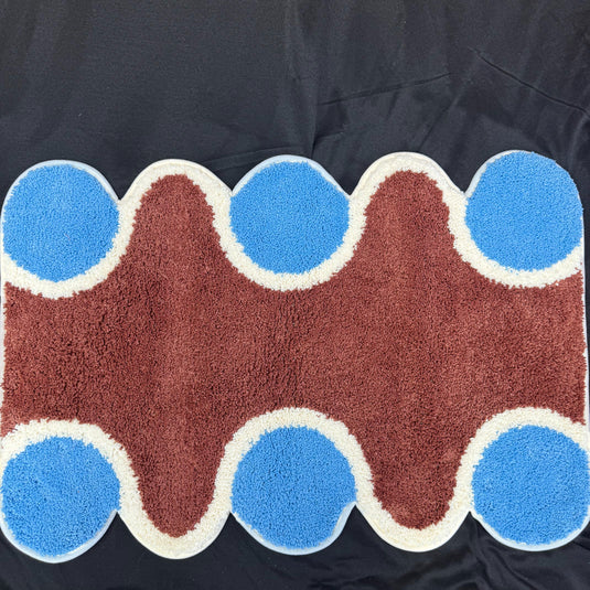 Retro Wavy Pattern Tufted Rug | Geometric Shaped Mat | Abstract Art Floor Mat - Fucolina