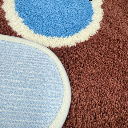 Retro Wavy Pattern Tufted Rug | Geometric Shaped Mat | Abstract Art Floor Mat - Fucolina
