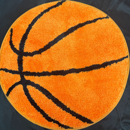 Basketball Shaped Tufted Rug | Sports Themed Round Mat | Boys Room Decor - Fucolina